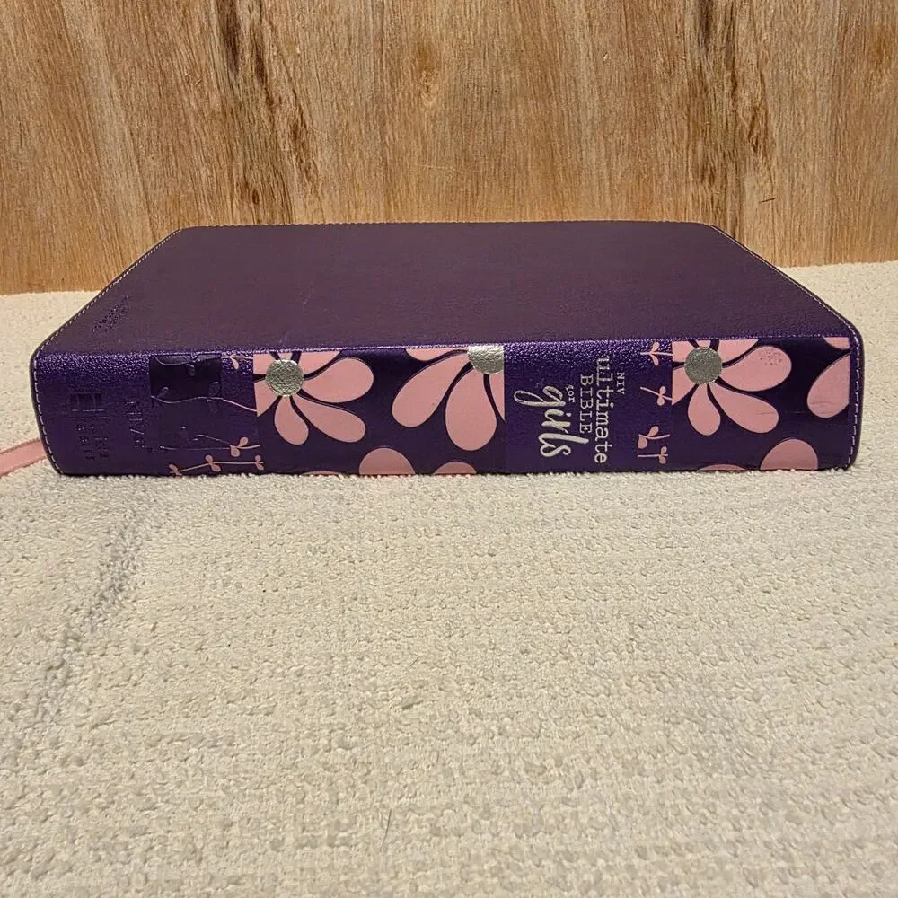 Zodervan NIV Ultimate Bible for Girls purple leather soft cover pink floral